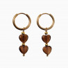 ∅16mm Oorringen Dames - Verguld RVS - Oorbellen met Bruin Opaal Hart Stenen - Oorbellrn met Hart Hangers