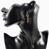 ∅16mm Oorringen Dames - Verguld RVS - Oorbellen met Bruin Opaal Hart Stenen - Oorbellrn met Hart Hangers