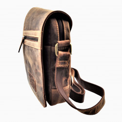 Hunters Schoudertas met Omslag Unisex - Bruin Buffelleer Crossbodytas