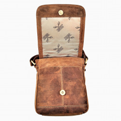 Hunters Crossbodytas met Omslag Unisex - Bruin Buffelleer Schoudertas