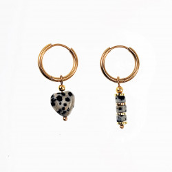 ∅16mm Oorringen met Dalmatische Jaspis - Verguld Stalen Hart en Buis