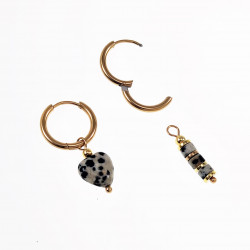 ∅16mm Oorringen met Dalmatische Jaspis - Verguld Stalen Hart en Buis