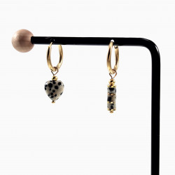 ∅16mm Oorringen met Dalmatische Jaspis - Verguld Stalen Hart en Buis