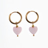 ∅16mm Oorringen Dames - Verguld Roestvrij staal - Oorbellen met Hart Hanger - Roze Schelp