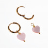 ∅16mm Oorringen Dames Verguld RVS Oorbellen met Hart Hanger Roze Schelp