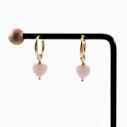 ∅16mm Oorringen Dames Verguld RVS Oorbellen met Hart Hanger Roze Schelp