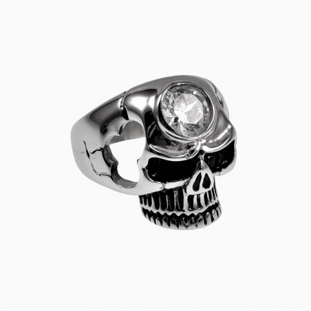 Ring Heren - Roestvrij Staal - Skull Ring - Schedelring met Zirkonia