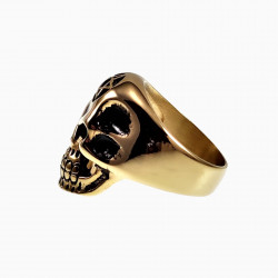 Schedel Ring Heren - Verguld Roestvrij Staal - Skull Ring - Schedelring met Pentagram