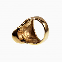 Schedel Ring Heren - Verguld Roestvrij Staal - Skull Ring - Schedelring met Pentagram