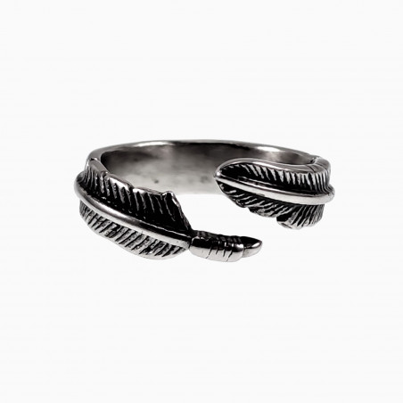 Ring Dames - Roestvrij Staal - Veren Design - Open Ring