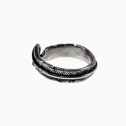 Ring Dames - Roestvrij Staal - Veren Design - Open Ring