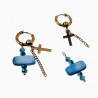∅15mm Oorringen Dames - Verguld RVS Oorbellen met Twee Kruis Hangers