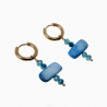 ∅15mm Oorringen Dames - Verguld RVS Oorbellen met Twee Kruis Hangers