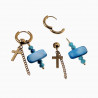 ∅15mm Oorringen Dames - Verguld RVS Oorbellen met Twee Kruis Hangers