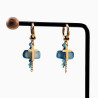 ∅15mm Oorringen Dames - Verguld RVS Oorbellen met Twee Kruis Hangers