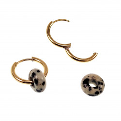 ∅16mm Oorringen met Dalmatische Jaspis Stenen - Verguld RVS - Dames