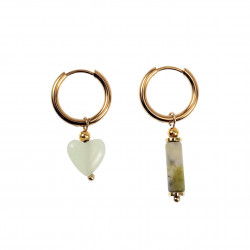 ∅16mm Oorringen met Stenen Hart en Buis Hangers Verguld RVS