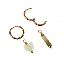 ∅16mm Oorringen met Stenen Hart en Buis Hangers Verguld RVS