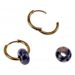 ∅16mm Oorringen met Sodalietsteen Donut Hangers - Verguld RVS Dames