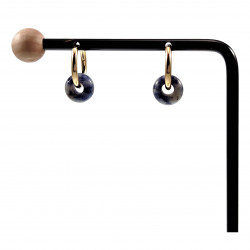 ∅16mm Oorringen met Sodalietsteen Donut Hangers - Verguld RVS Dames