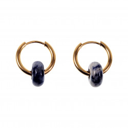 ∅16mm Oorringen met Sodalietsteen Donut Hangers - Verguld RVS Dames