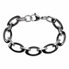Brede Schakelsarmband Ovale Design - Zwart Keramiek - Titanium Staal