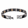 Armband Heren - Fietsschakels Design - RVS Zilverkleur- Goudkleur en Zwart - Driekleurige Schakelsarmband