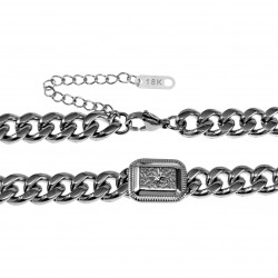 Cubaanse Ketting Dames - 18k Wit Goud Plated RVS - Schakelketting