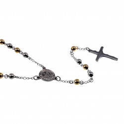 6mm Rozenkrans - Ketting Heren - RVS Zilver-Goudkleur - Kralen Ketting