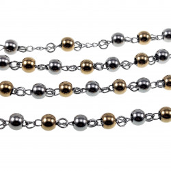 6mm Rozenkrans - Ketting Heren - RVS Zilver-Goudkleur - Kralen Ketting