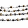 6mm Rozenkrans - Ketting Heren - RVS Zilver-Goudkleur - Kralen Ketting