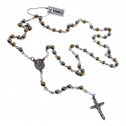 6mm Rozenkrans - Ketting Heren - RVS Zilver-Goudkleur - Kralen Ketting