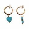 ∅16mm Oorclips met Turkoois Hart en Buis Hangers - Verguld RVS Dames
