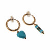 ∅16mm Oorclips met Turkoois Hart en Buis Hangers - Verguld RVS Dames