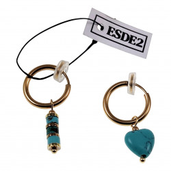 ∅16mm Oorclips met Turkoois Hart en Buis Hangers - Verguld RVS Dames