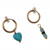 ∅16mm Oorclips met Turkoois Hart en Buis Hangers - Verguld RVS Dames