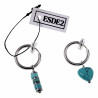 ∅16mm Oorclips met Turkoois Stenen - RVS - Dames Oorbellen met Hart en Buis Hangers