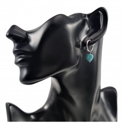 ∅16mm Oorclips met Turkoois Stenen - RVS - Dames Oorbellen met Hart en Buis Hangers