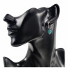 ∅16mm Oorclips met Turkoois Stenen - RVS - Dames Oorbellen met Hart en Buis Hangers