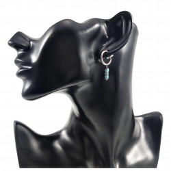 ∅16mm Oorclips met Turkoois Stenen - RVS - Dames Oorbellen met Hart en Buis Hangers