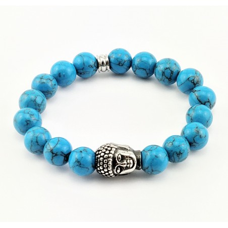 Natuursteen Turquoise Magnesite Armband met Boeddha