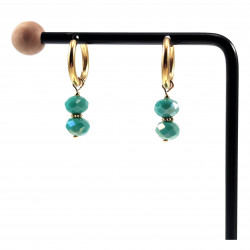 ∅16mm Oorringen Dames - Gefacetteerd Groen Kristal - Verguld RVS - Oorbellen met Hangers