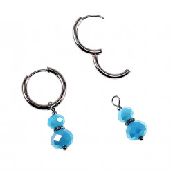 ∅16mm Oorringen Dames - Gefacetteerd Turquoise Kristal - RVS - Oorbellen met Hangers