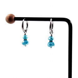 ∅16mm Oorringen Dames - Gefacetteerd Turquoise Kristal - RVS - Oorbellen met Hangers