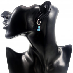 ∅16mm Oorringen Dames - Gefacetteerd Turquoise Kristal - RVS - Oorbellen met Hangers