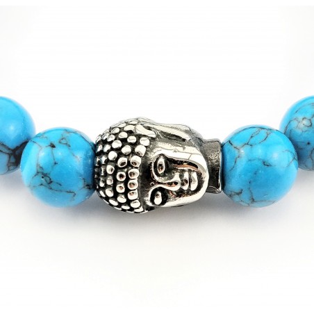 Natuursteen Turquoise Magnesite Armband met Boeddha