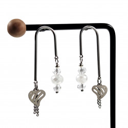 U-vorm Oorbellen Dames - Roestvrij staal - Oorbellen met Twee Hangers
