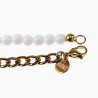 Witte Agaat Kralen Armband Heren Verguld RVS Cubaanse Schakelarmband