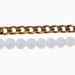 Witte Agaat Kralen Armband Heren Verguld RVS Cubaanse Schakelarmband