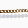 Witte Agaat Kralen Armband Heren Verguld RVS Cubaanse Schakelarmband